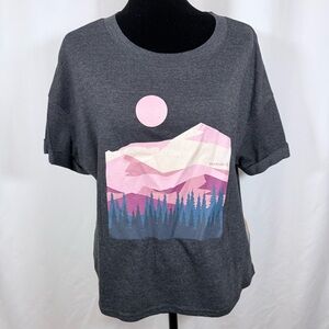 BearPaw Charcoal Tee with Pink Mountain Graphic